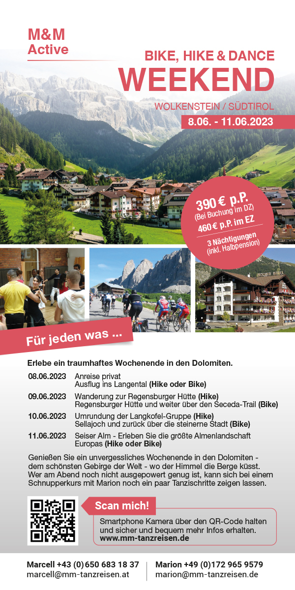 Tanzreise Wolkenstein 08.06. - 11.06.2023